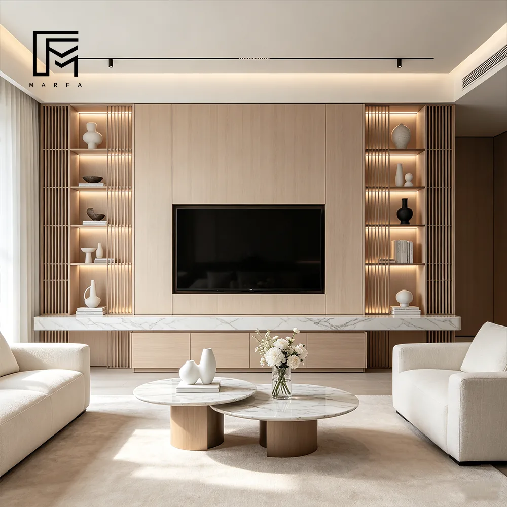 Media Wall with Display Niches for international furniture procurement
