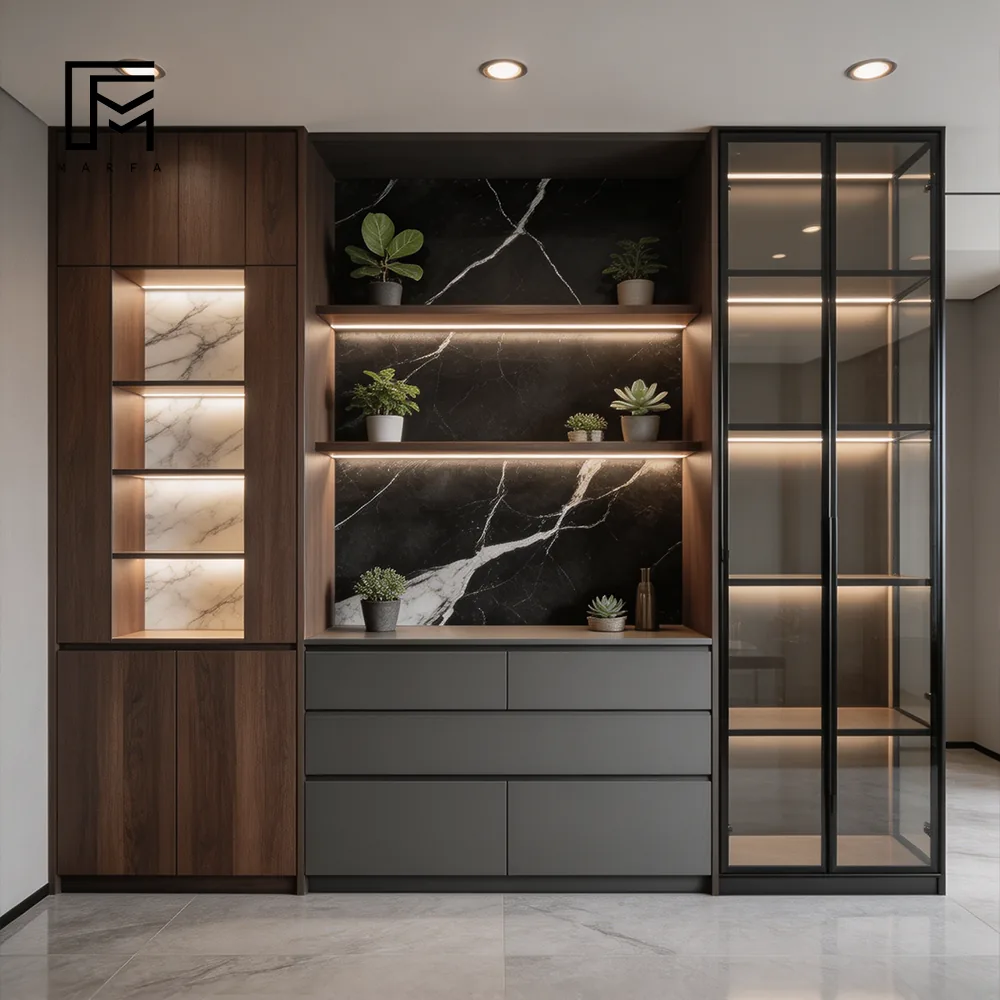 Illuminated Wine Display Wall for international furniture procurement