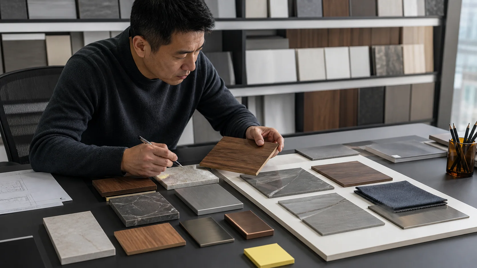 Furniture material samples prepared for first-article approval